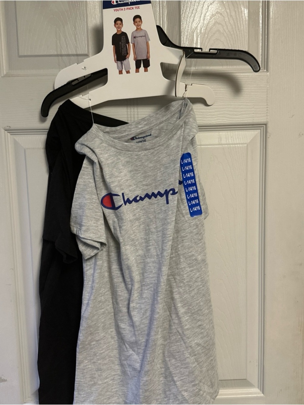 Champion Grey Tee with Blue Script Logo